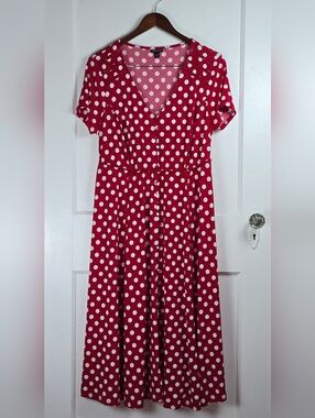 torrid Red and White Polka Dot Midi Dress